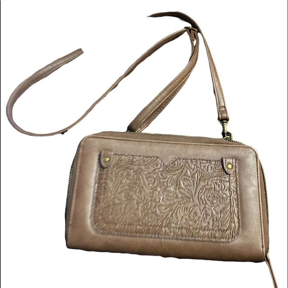 Crossbody Purse Wallet with Strap Dark Taupe Size Small NEW